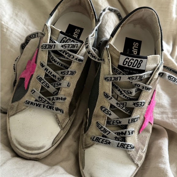 Golden Goose Women's Camouflage Low-Top Sneakers with Pink Star Size 39 - Picture 8 of 10